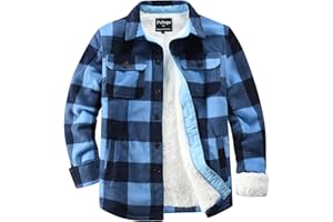Puhope Men's Polar Fleece Warm Sherpa Lined Shirt Jacket for Men Thick Button Down Jacket with Multi Pockets