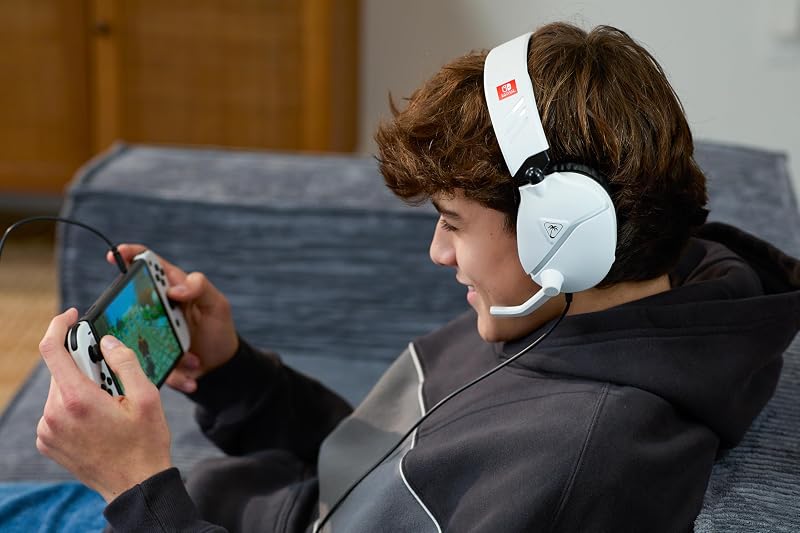 Recon 70 Blanc Nintendo Casque Gaming Filaire Licence Officielle pour Nintendo Switch 2 avec Microphone à Bascule, Ajustable, Design léger, Commandes sur Le Casque