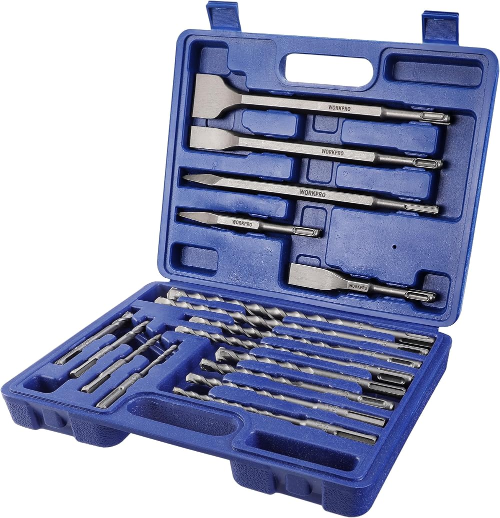 WORKPRO 17-Piece SDS Plus Drill Bit Chisel Set Rotary Hammer Concrete Masonry