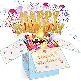 Large Pop Up Birthday Cards with Blowable Lights and Music,1-100 Ages Funny Happy Birthday Cards 3D Greeting Cards Special Birthday Gifts for Kids Teens Women Men Son Daughter