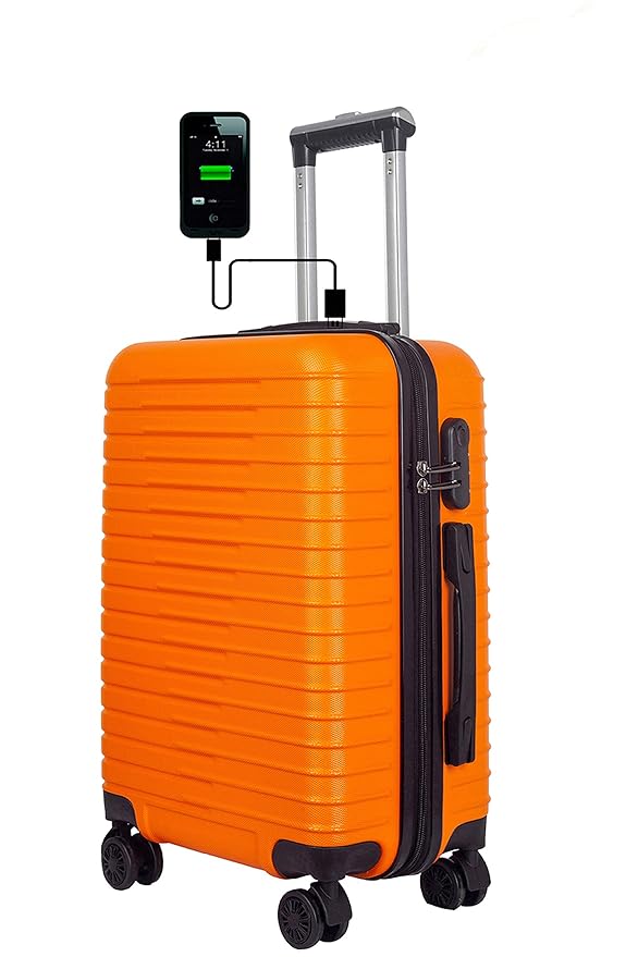 Buy 3G USB Charging Smart 4 Wheel Hard Sided Luggage Trolley Travel