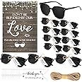 Kanayu Wedding Favors for Guests Wedding Party Sunglasses Gifts Wooden Love Sign Decoration Black Mr Mrs Glasses Bulk
