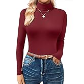 GKBK Women's Turtleneck Sweaters Long Sleeve Ribbed Basic Tees Shirts Thermal Underwear Tops Lightweight Fall Outfits