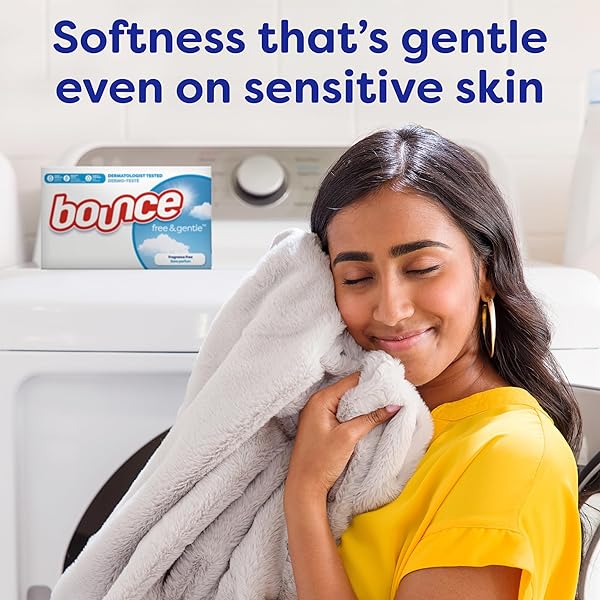 BOUNCE FABRIC SOFTENER DRYER SHEETS, FREE & GENTLE, 120 COUNT