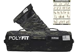 Polyfit Sandbag Pro - Workout Sandbag with Triple Closure Filler Bag and Reinforced Nylon Webbing - Sand Not Included - Multiple Colors & Sizes