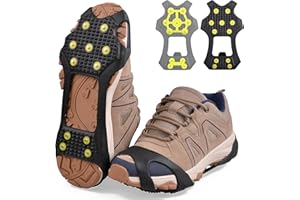FUSIGO Ice Cleats Snow Traction Cleats Crampons for Shoes and Boots Non-Slip Overshoe for Walking on Snow and Ice Anti Slip 11 Studs Ice Snow Grippers for Men Women