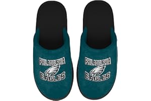 FOCO NFL Men's Official Primary Logo Wordmark Embroidered Stacked Team Logo Scuff Slide Slippers