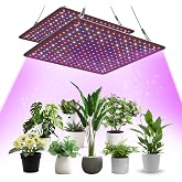 Uallhome 2 Pack LED Grow Light Panel 200W Lamp for Indoor Plants, Sun Like with White Blue Red UV IR LEDs for 4x4ft Coverage Grow Tent Greenhouse Veg and Bloom Seedlings Hydroponics