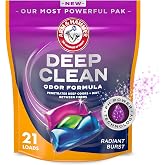 ARM &amp; HAMMER Deep Clean Odor Formula Laundry Detergent Power Paks, 21 Count | Odor Eliminator, Deep Fiber Cleaning, pH Power Technology, Radiant Burst Scent, Pre-Measured Paks