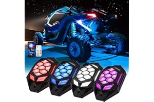 AUDEXEN 2025 New Upgraded RGBW LED Rock Lights Kit, 4 Pods, Underglow Multicolor Neon Light Pod Compatible with Truck 4X4 Off-Road for Jeep UTV ATV RZR SUV Accessories