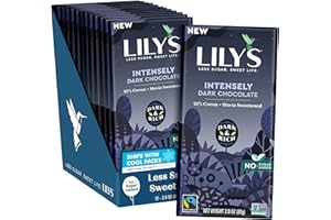 LILY'S Intensely Dark Extra Dark Chocolate Style No Sugar Added, Sweets Bars, 2.8 oz (12 Count)