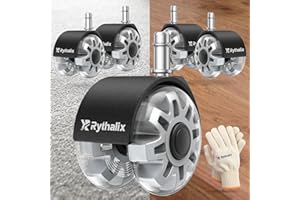 Rythalix 2.5" Office Chair Wheels Set of 5 - Desk Chair Caster Wheels, Smooth & Quiet, Universal Fit for Most Office/Desk/Gam