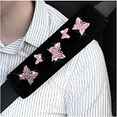 SWPHRT 2PCS Car Seat Belt Covers, Butterfly Vehicles Seatbelt Cushion Pad to Protect Neck and Shoulder, Comfortable Automotive Interior Strap Harness Protector Accessories, Universal Fit (Pink)