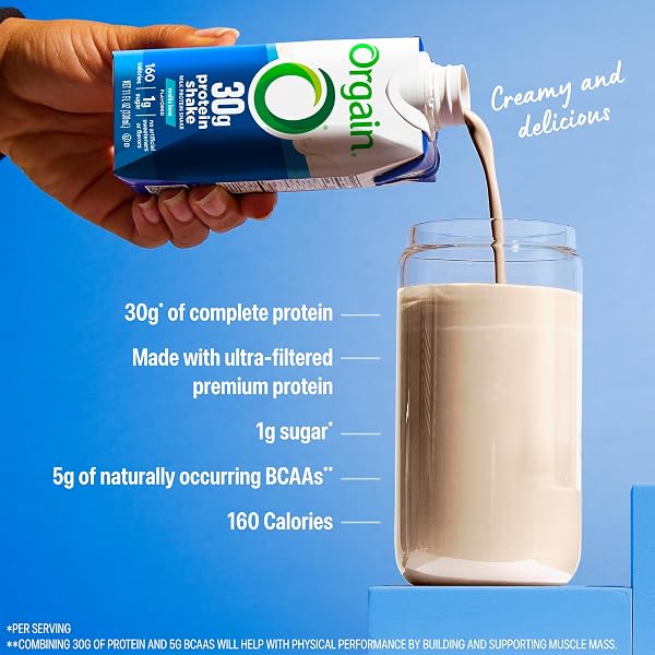 ORGAIN 30G HIGH PROTEIN SHAKE, DAIRY ISOLATE MILK PROTEIN, VANILLA BEAN, 5G BCAAS, 1G SUGAR PER SERVING, MEAL REPLACEMENT, READY TO DRINK, KETO FRIENDLY, GLUTEN-FREE 11 FL OZ (PACK OF 12)