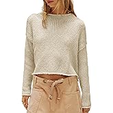 Songling Womens Sweater Oversized Roll Neck Cotton Long Sleeve Casual Soft Chunky Sweaters Crochet Knit Pullover Tops