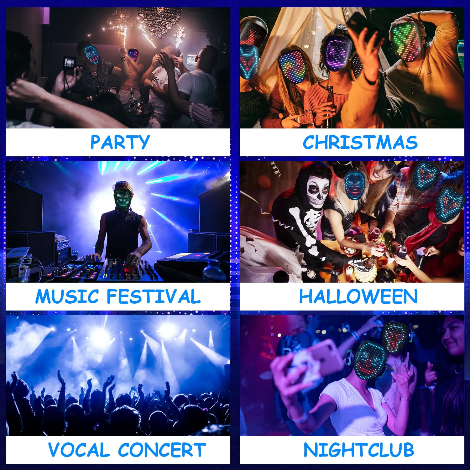 COOLGUARDER Led Mask with Gesture Sensing, Light up Face Transforming Mask for Halloween Xmas Costume Party