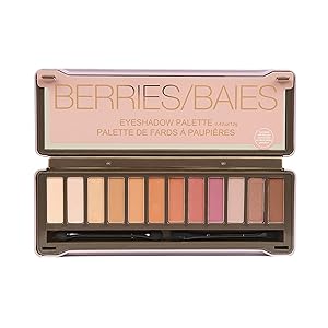 BYS Berries Eyeshadow Palette Tin (with French Translation) with Mirror Double Ended Applicator and Blender Highly Pigmented 12 Matte & Metallic Shades