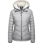 wantdo Women's Quilted Winter Coats Hooded Warm Puffer Jacket with Fleece Hood
