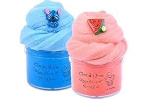 LANUMIONG 2 Pack Cloud Slime Kit, Soft and Non-Sticky Stress Relief Toy for Kids Education, Birthday Gift, Party Favor, Ideal for Girls and Boys