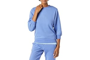 �鶹�� Essentials Womens French Terry Fleece Sleeve Detail Crewneck Sweatshirt