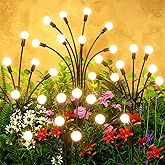 Solar Lights Outdoor(4 Pack,32 LEDs),Solar Lights Outdoor Waterproof for Garden Decor,4 Modes Firefly Light for Outdoor Decor,Big Bulb High Lumens Patio Decor,Sway by Wind,Gardening Gifts for Women
