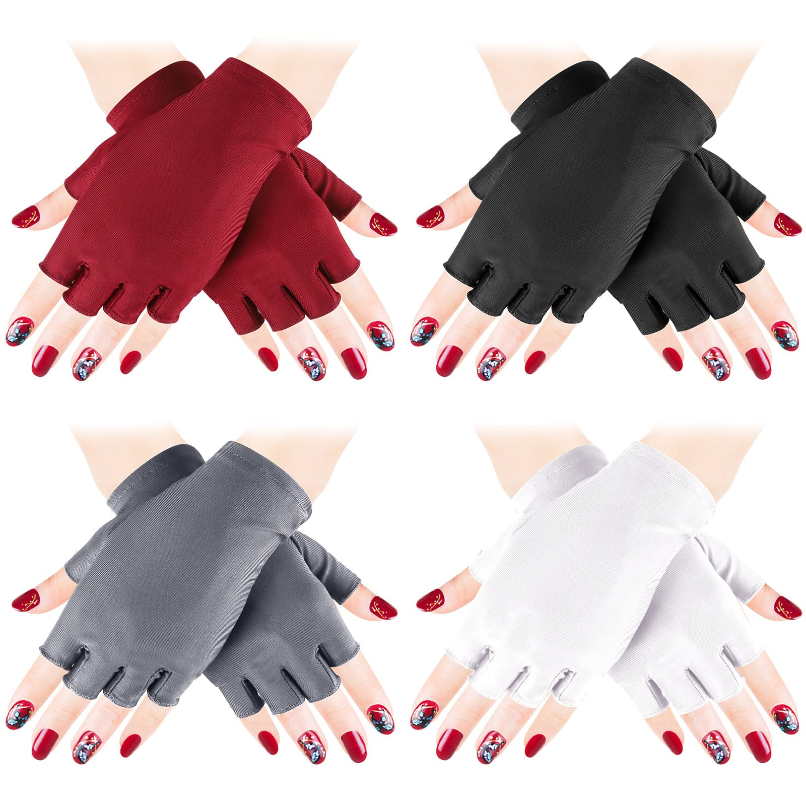 4 Pairs UV Protection Gloves for Gel Nails, UV Light Manicure Gloves for Nail Lamp