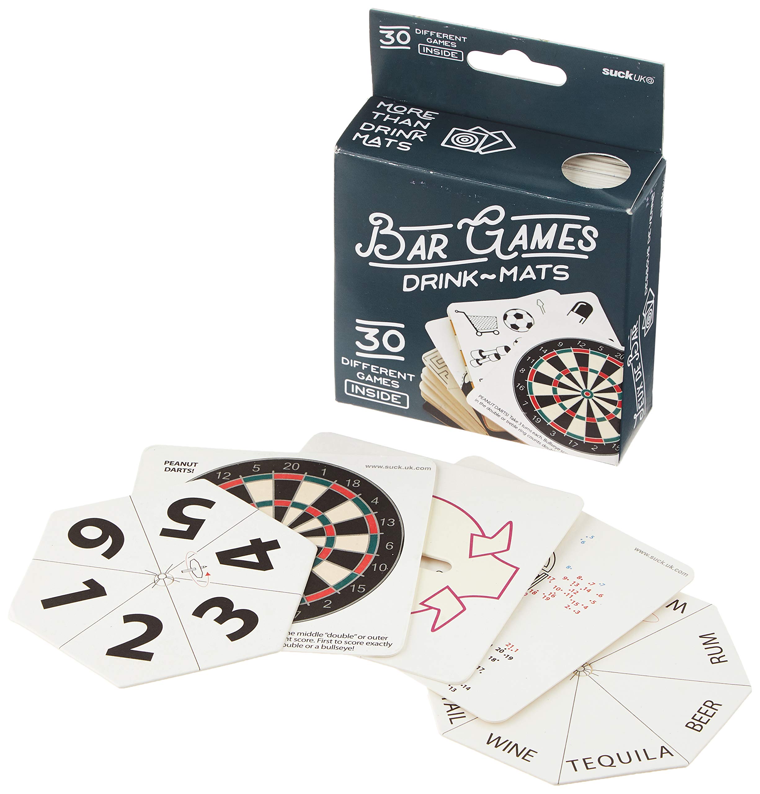 Suck UK | 30 Bar Games Beer Mats | 60 Novelty Drinking Games | Card Games Coaster Set | Party Games Gifts | Bar Accessories | Stag Do Accessories | Family Games