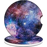 Car Cup Holder Coasters - Purple Galaxy Spaces Absorbent Ceramic Coaster 2 Pack, Car Coasters for Cup Holders, Fashion Car Interior Accessories Drink Coaster for Women & Men(Starry Sky Night)
