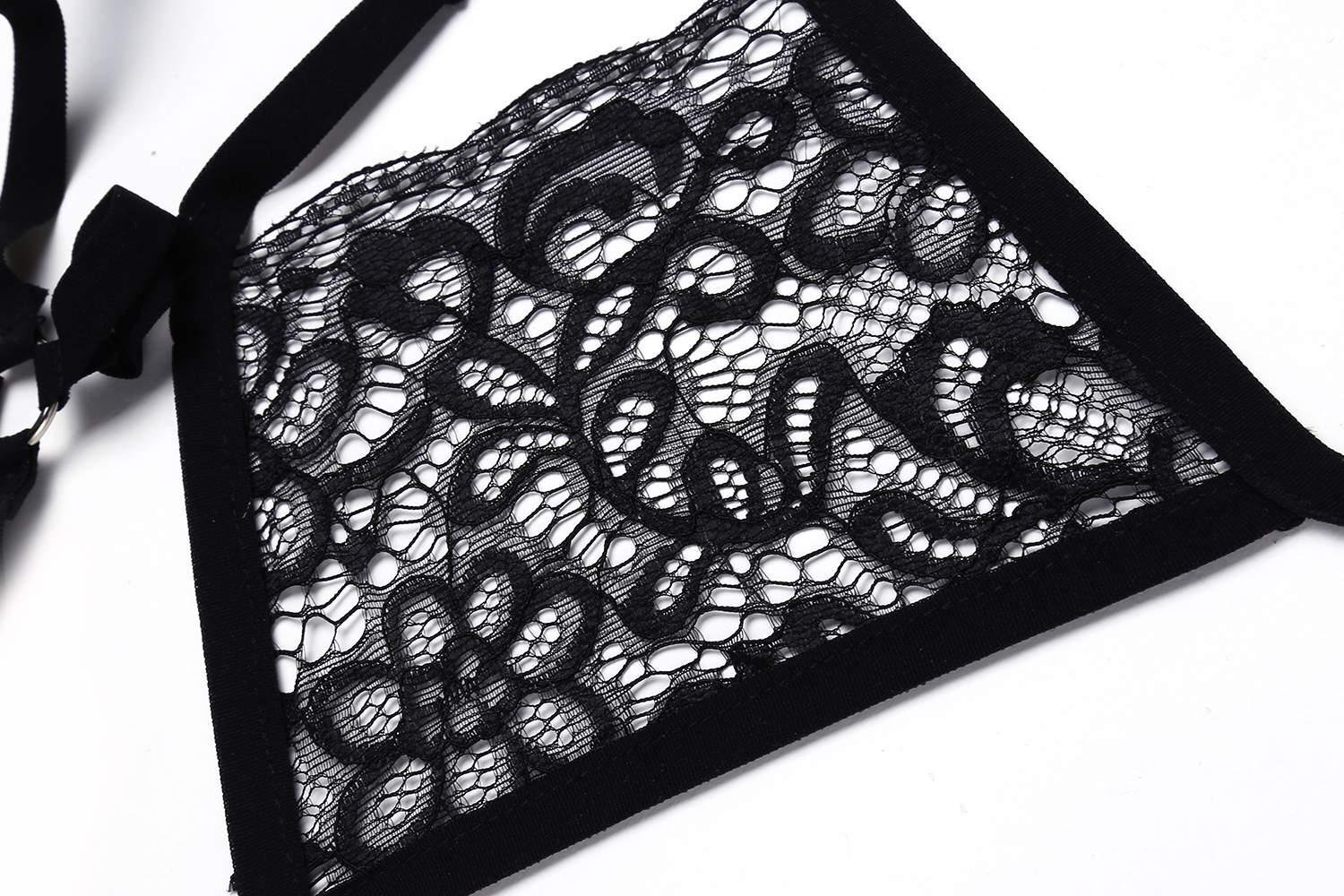 Vividy Women Sexy Lingerie Soft Halter See-Through Harness Bra Hollow Out Lace Bra Top Everyday Bras Black