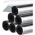 Kingdder Pipe Insulation Foam Tube 6 Pcs Self Adhesive Insulation Foam Wrap for Copper Pipe Pre Slit Clamp Highly Insulated Foam for Outdoor Winter Irrigation, Sprinkler (1.3 Ft x 1 Inch)