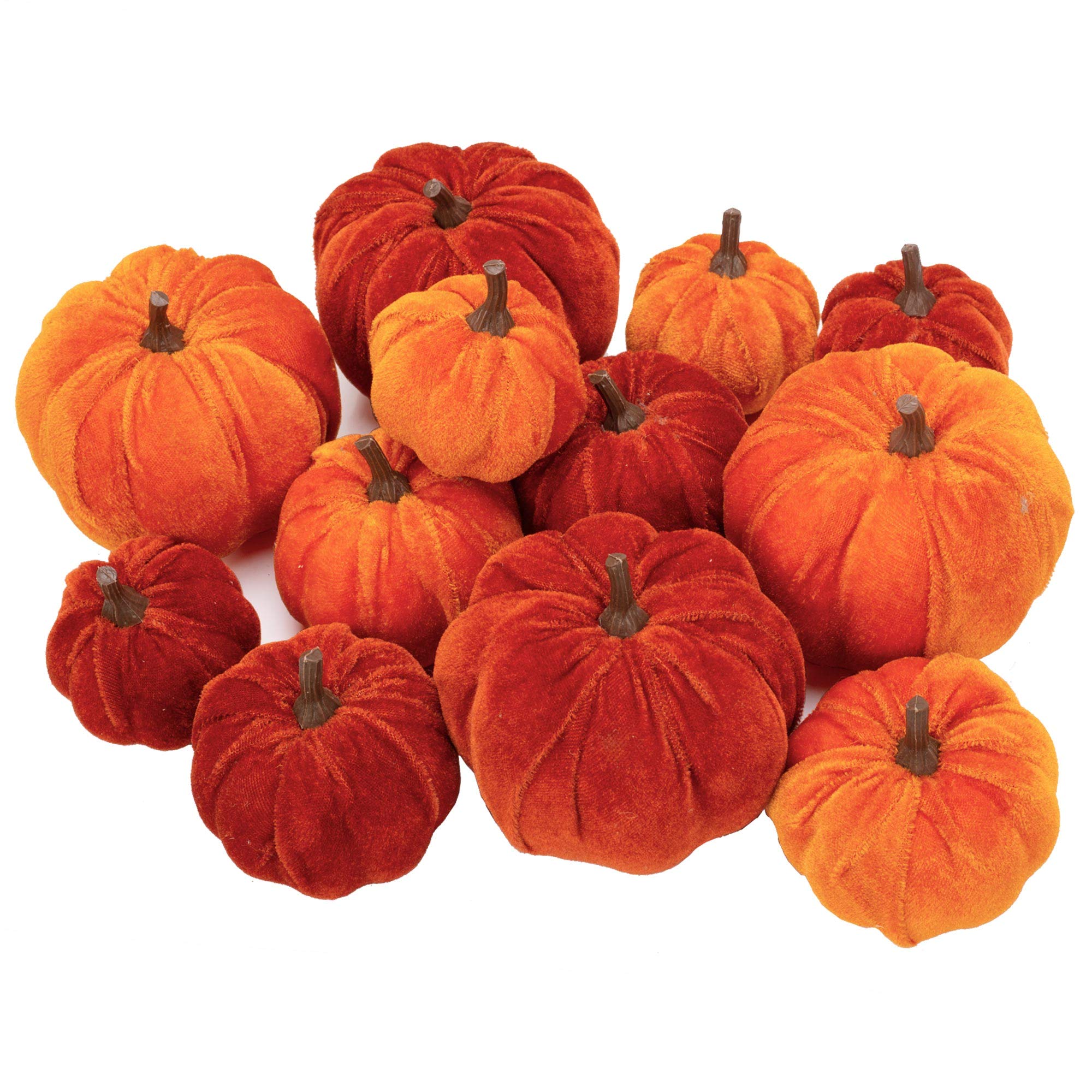 Photo 1 of 12 Pcs Artificial Pumpkins Velvet Pumpkins with Assorted Sizes Fall Harvest Halloween Decorations Holiday Table Decor Farmhouse Decorations for Home
