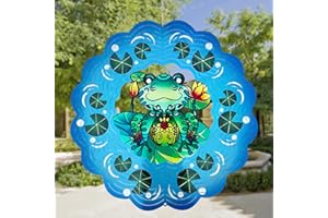 GOTOME Frog Wind Spinners 3D Hanging Frog Statues Ornament Gifts for Women Mom Grandma,12inch Metal Wind Kinetic Sculpture for Outdoor&Indoor Decor, Yard Art, Garden Decoration
