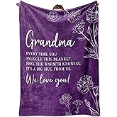 Grandma Gifts, Birthday Valentines Day Gifts for Grandma from Grandkids, to My Grandmother Soft Throw Blanket 50" x 60", Purple