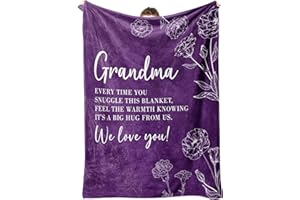 GILTGLIMMER Mothers Day Birthday Gifts for Grandma, Grandma Gifts Blanket, Grandmother Birthday Gift from Grandkids, to My Grandmother Blanket 50" x 60", Purple