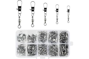 Realure 125 Pcs Fishing Swivels, with Safety Snaps Swivels Fishing Tackle, Sea Fishing Swivels Rolling Swivel for Quick Chang