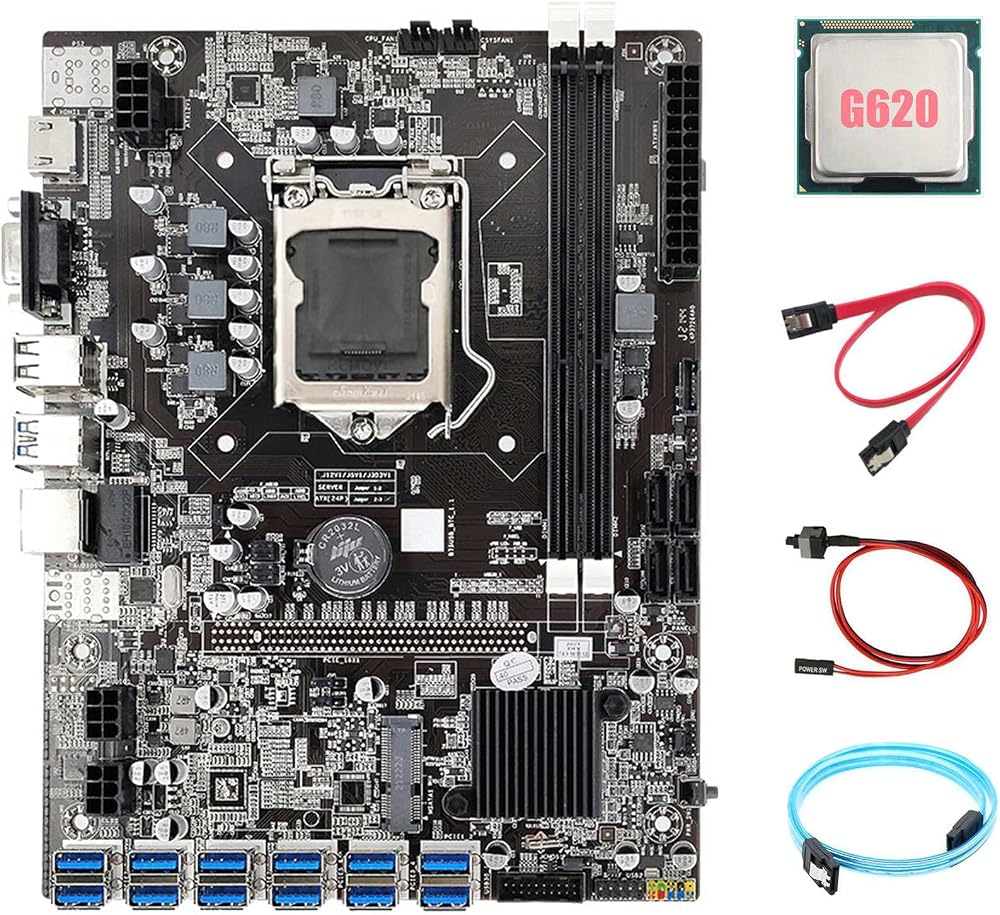 Lodokdre B75 ETH Motherboard 12 PCIE to USB LGA1155 G620 CPU SATA3.0
