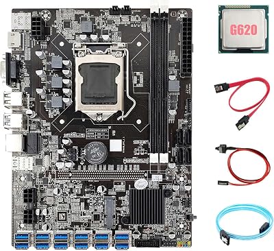 Lodokdre B75 ETH Motherboard 12 PCIE to USB LGA1155 G620 CPU SATA3.0