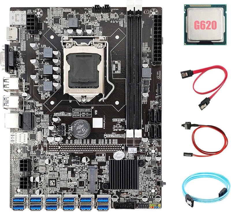 Lodokdre B75 ETH Motherboard 12 PCIE to USB LGA1155 G620 CPU SATA3.0