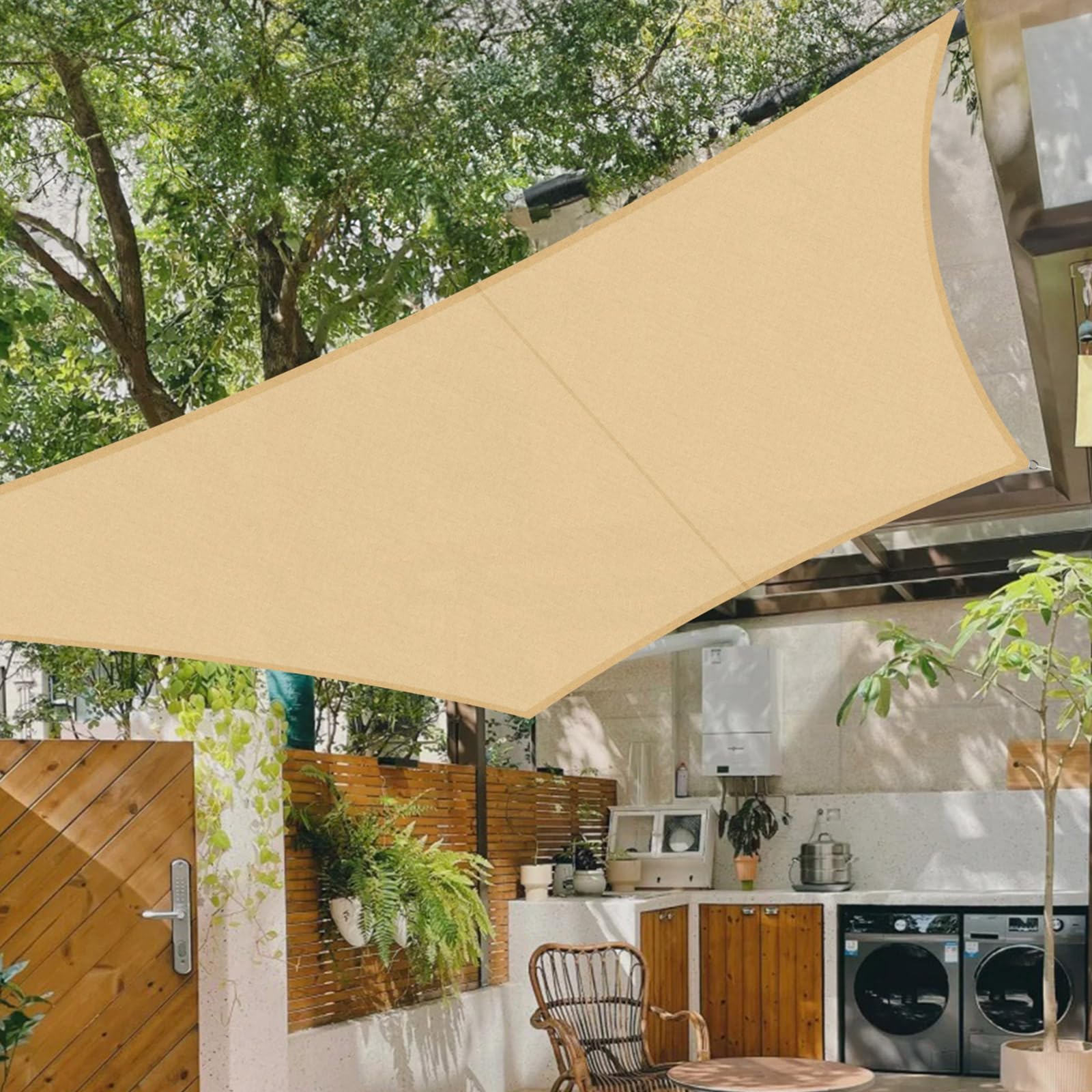 Cool Area Sun Shade Sail 2.5x2.5m Rectangle Waterproof, suitable for gardens, terraces and other outdoor,Sand
