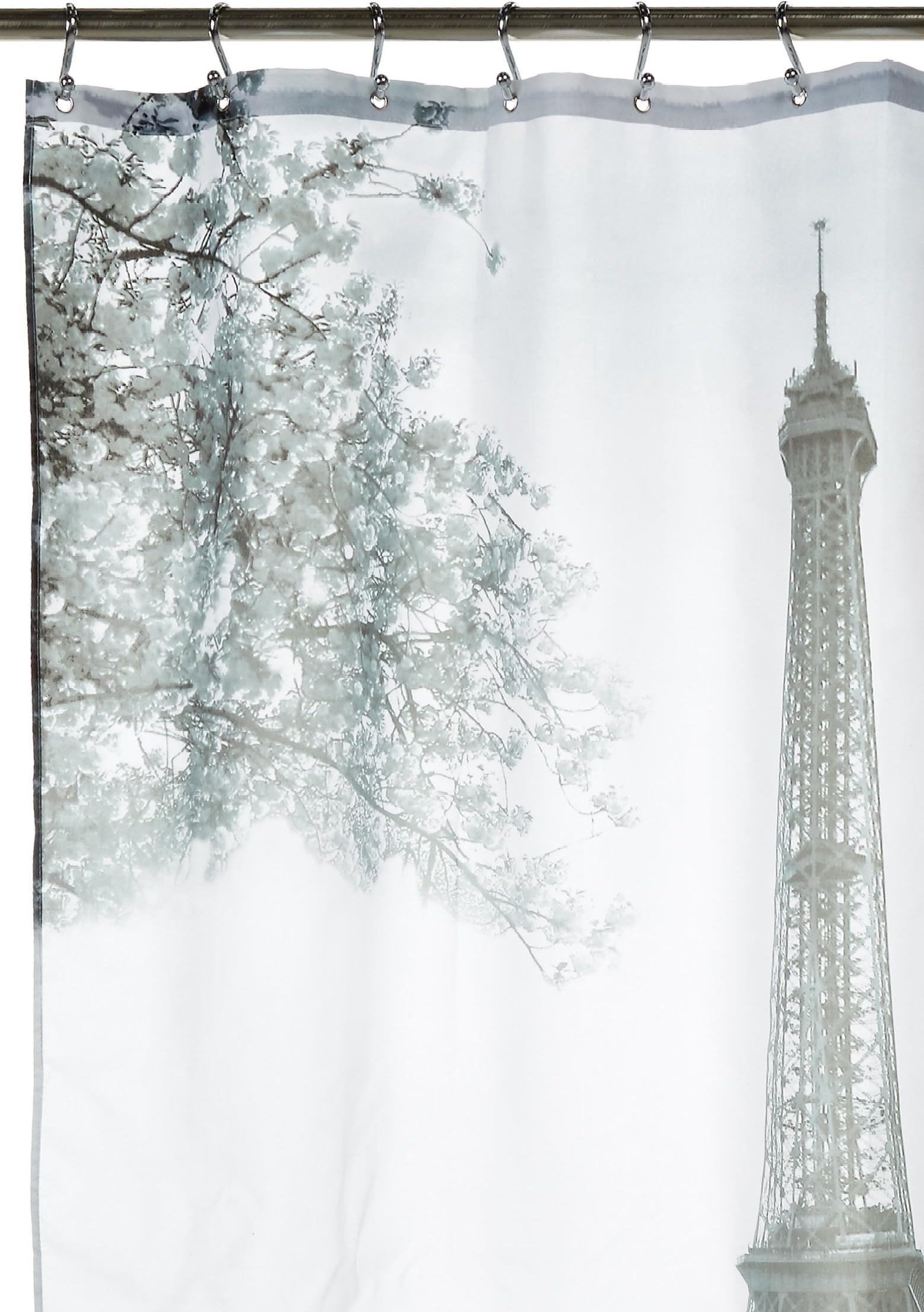 Eiffel Tower Shower Curtain,eiffel Tower Paris Monochrome and Pink French Kiss Romance Parisian Romantic Bath Decor - Shower Curtain - Water, Soap, and Mildew Resistant - Machine Washable