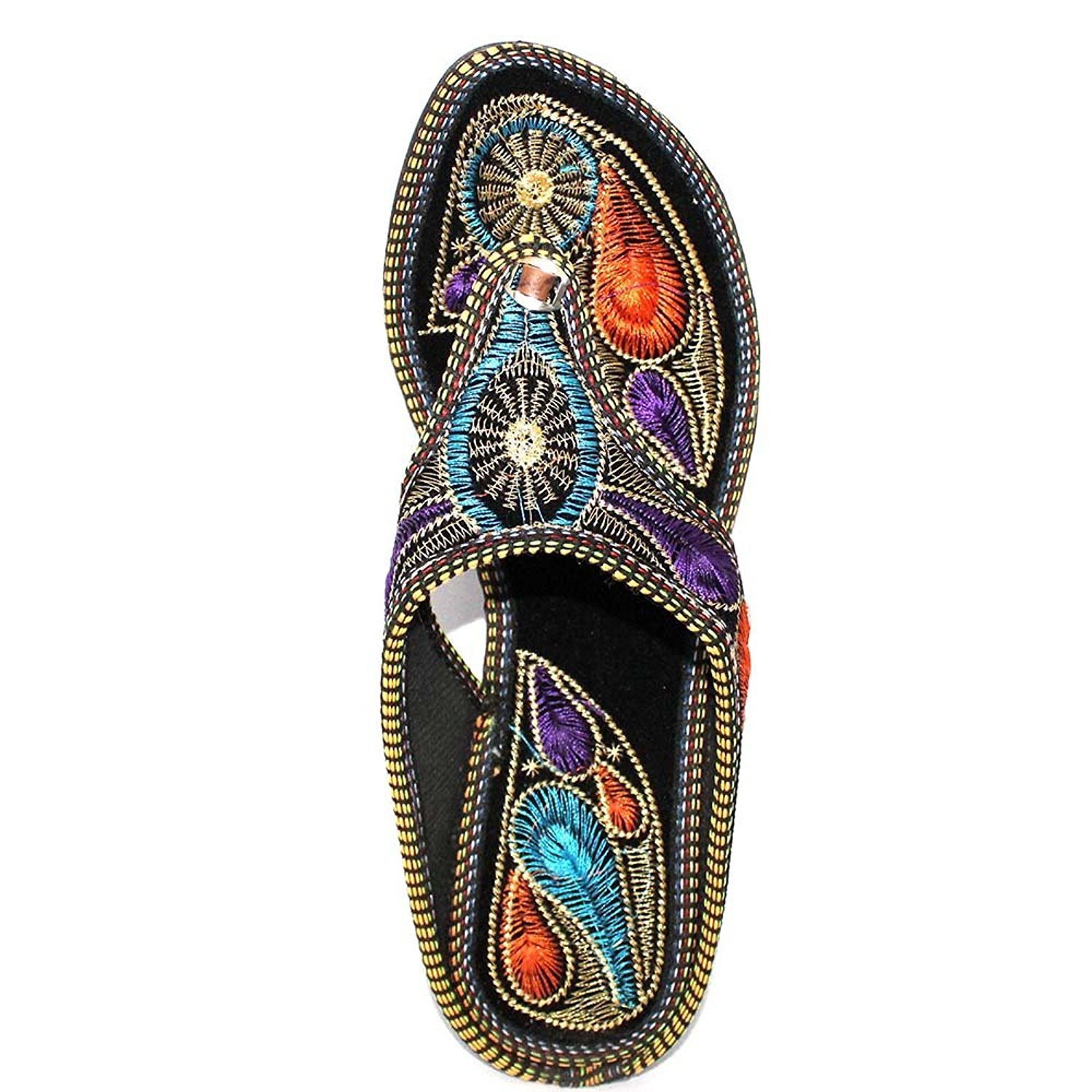 ar women girls partiwear hand embroidery round jaipuri sandal chappal 601