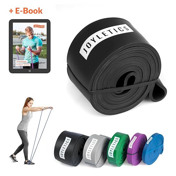 Joyletics® Fitnessband Resistance Band für Fitness und Reha + e-Book | Verschiedene Widerstände für ganzheitliches Muskeltrai