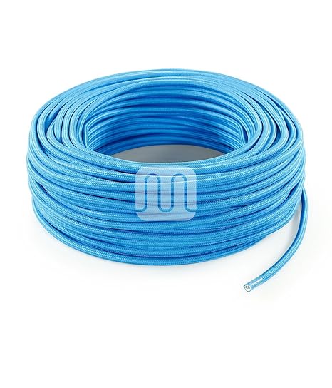 Textilkabel für Lampe 10 Meter 3 Adrig türkis (3x0,75mm2) SuperFlex | Textilummanteltes Stoffkabel zum bau dekorativer Textil