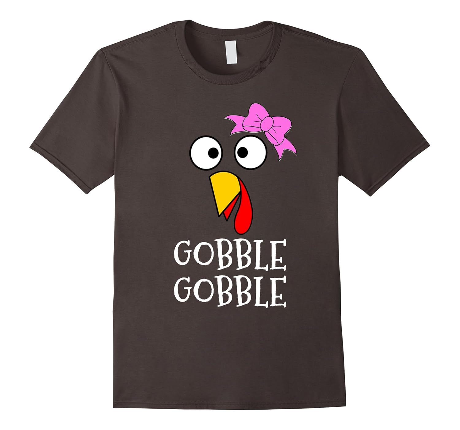 Turkey Girl Face Bow - Gobble Gobble Thanksgiving T Shirt-Rose