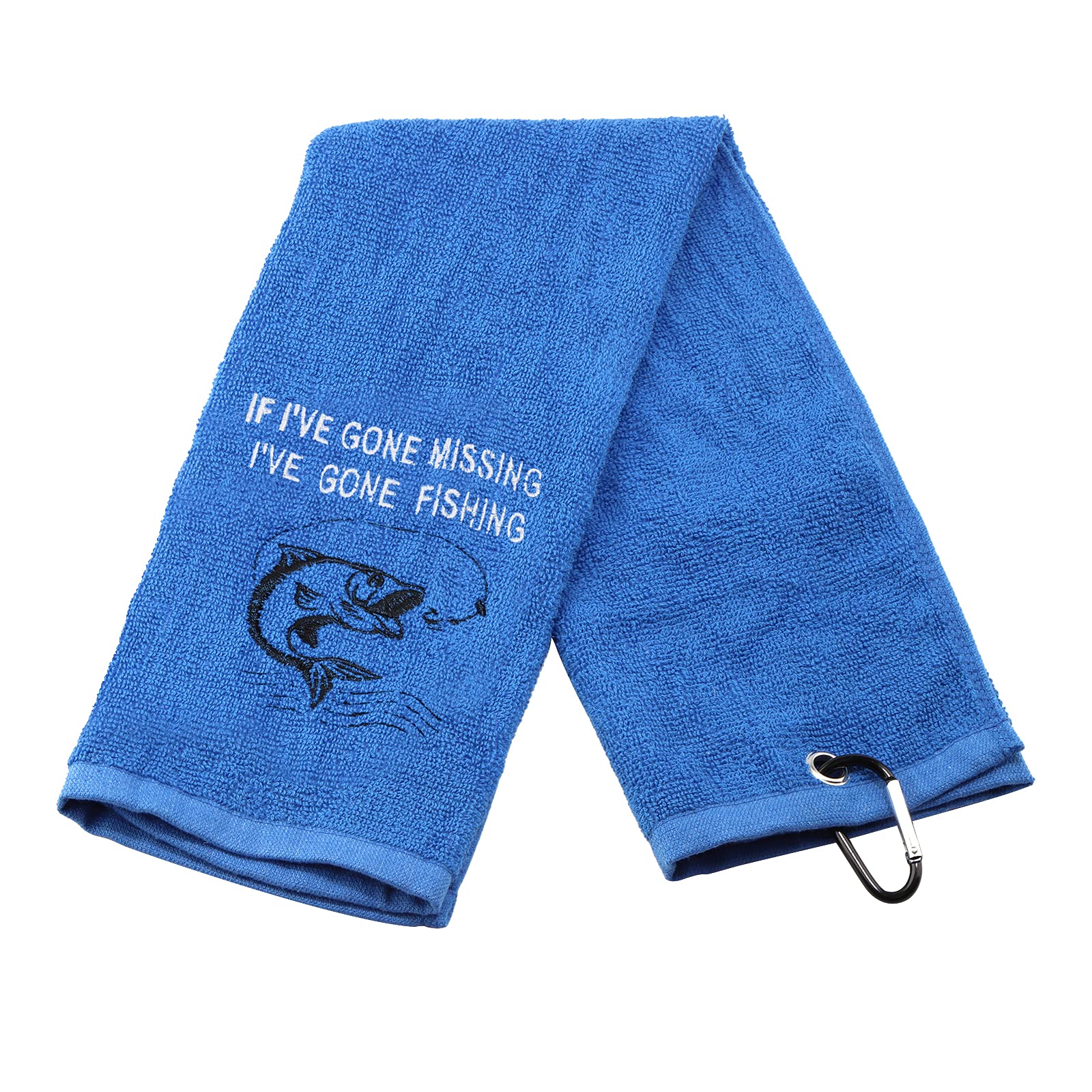 Fishing Towel Fisherman Gift If I've Gone Missing I've Gone Fishing Embroidered Towel with Clip (Gone Fishing)
