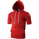 Ohoo Men's Short Sleeve Hoodie Pullover Slim Fit Lightweight Summer Hooded Sweatshirt
