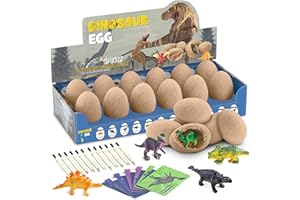 CAPKIT 12 Unique Dinosaur Eggs, Dinosaur Eggs Excavation/Dino Eggs Dig Kit with Toys for Kids 3-5 5-7 8-12, Dinosaur Fossil Eggs - Archaeology STEM Crafts Birthday for Boys & Girls