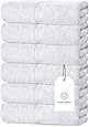 Luxury White Hand Towels - Soft Circlet Egyptian Cotton | Highly Absorbent Hotel spa Bathroom Towel Collection | 16x30 Inch | Set of 6