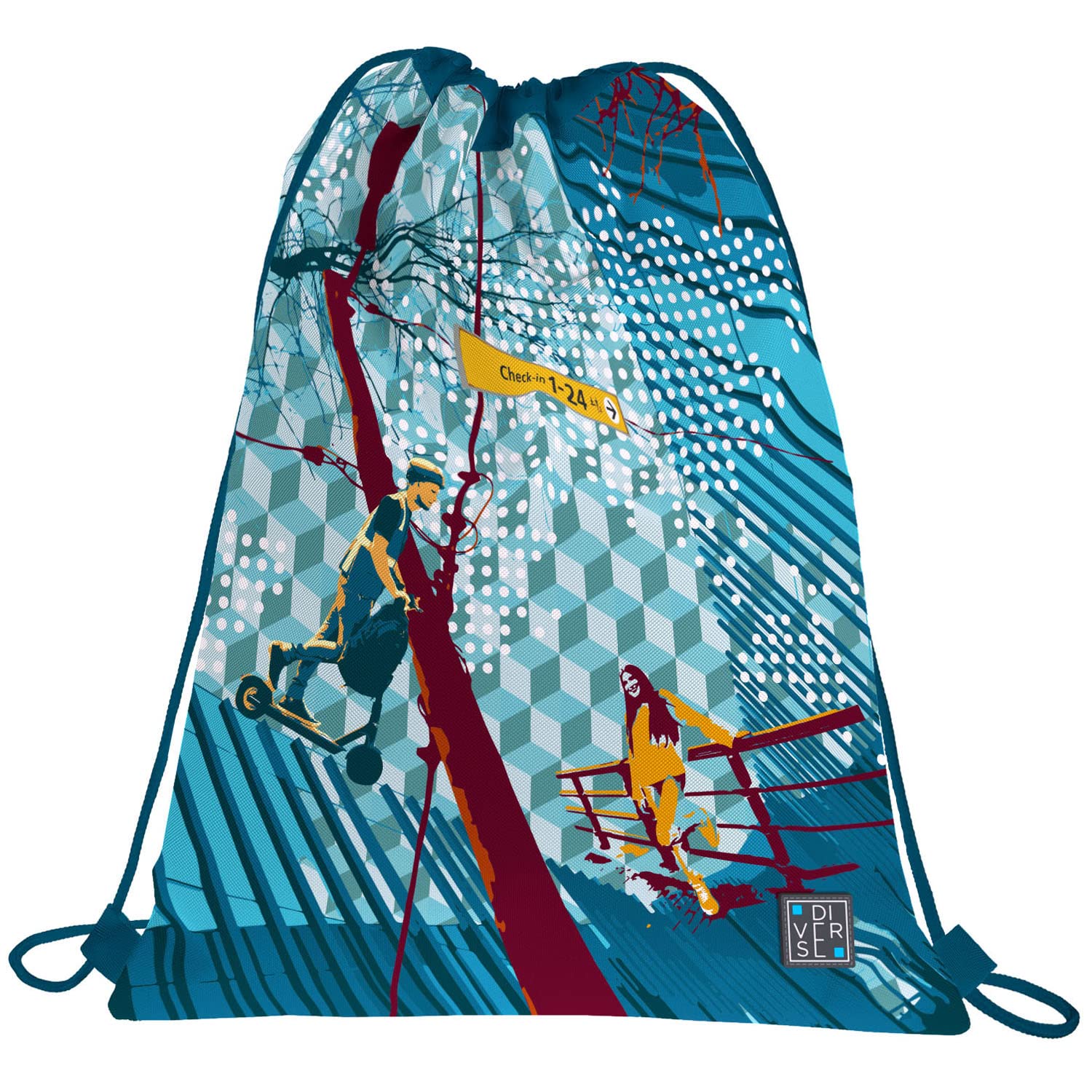 Grafoplás 37610596. Backpack Bag Strings, External Pocket, 36x47cm, Follow Me Collection, Diverse, multicoloured, 36x47cm, School