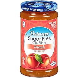 Polaner Sugar Free with Fiber, Peach Jam, 13 Ounce